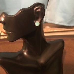 Blue-Green druzy studs earrings